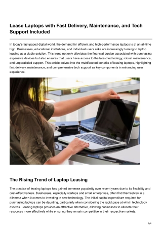 Lease Laptops with Fast Delivery, Maintenance, and Tech Support Included