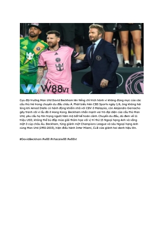 David Beckham Và W88 VT_ Lời Cảnh Báo Cho Man Utd