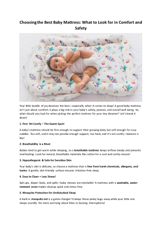 Choosing the Best Baby Mattress What to Look for in Comfort and Safety