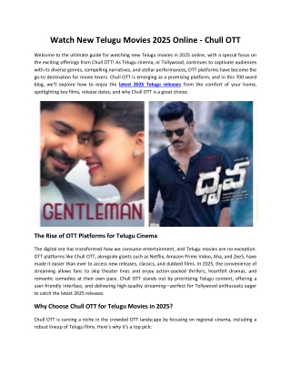 Watch New Telugu Movies 2025 Online - Chull OTT