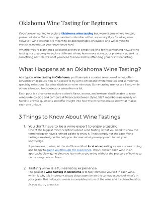 Oklahoma Wine Tasting for Beginners