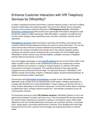 Enhance Customer Interaction with IVR Telephony Services by Office24by7 docx  Google Docs