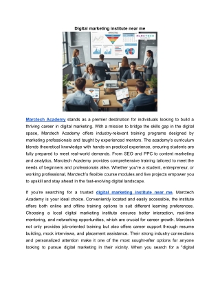 Digital marketing institute near me | MARCTECH ACADEMY