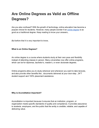 Are Online Degrees as Valid as Offline Degrees