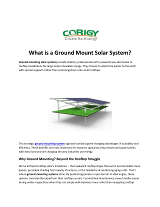 What is a Ground Mount Solar System?