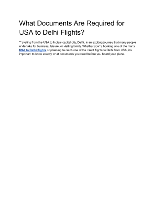 What Documents Are Required for USA to Delhi Flights
