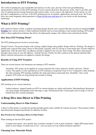 introduction to dtf printing