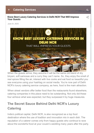 Know Best Luxury Catering Services in Delhi NCR That Will Impress Your Guests
