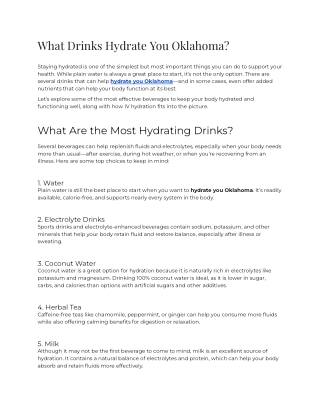 What Drinks Hydrate You Oklahoma