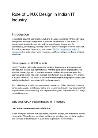 Role of UI_UX Design in Indian IT industry