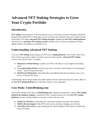 Advanced NFT Staking Strategies to Grow Your Crypto Portfolio