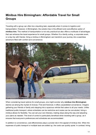 Minibus Hire Birmingham Affordable Travel for Small Groups