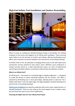 High-End Infinity Pool Installation and Outdoor Remodeling