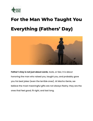 For the Man Who Taught You Everything (Fathers’ Day)