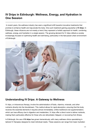IV Drips in Edinburgh Wellness, Energy, and Hydration in One Session