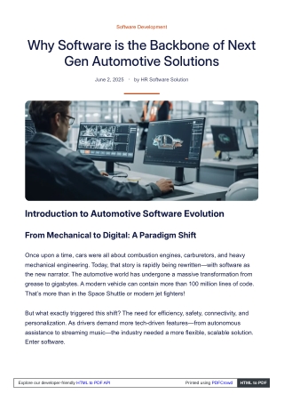 Why Software is the Backbone of Next Gen Automotive Solution