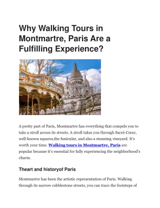 Discover Montmartre: Walking Tours in Paris with AVParistours