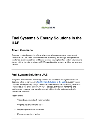 fuel systems energy solutions in the uae