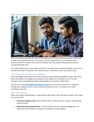 How to Prepare for BTech CSE Without Prior Programming Knowledge