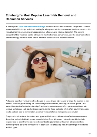 Edinburgh’s Most Popular Laser Hair Removal and Reduction Services