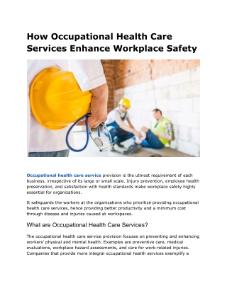 BLOG - How Occupational Health Care Services Enhance Workplace Safety