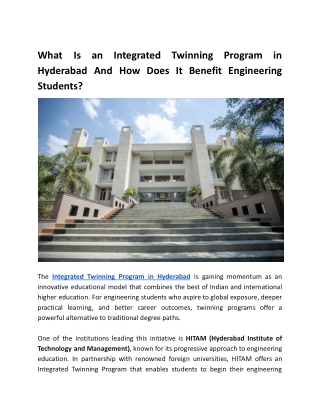 what is an integrated twinning program