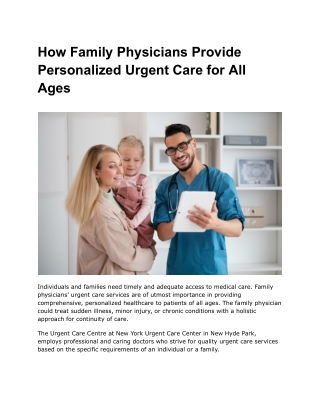 ARTICLE - How Family Physicians Provide Personalized Urgent Care for All Ages
