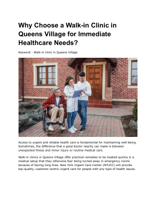 ARTICLE - Why Choose a Walk-in Clinic in Queens Village for Immediate Healthcare Needs_