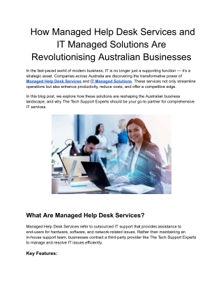How Managed Help Desk Services and IT Managed Solutions Are Revolutionising Australian Businesses
