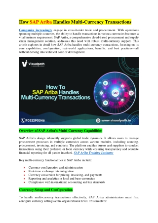 The SAP Ariba Training - SAP Ariba Online Training in India