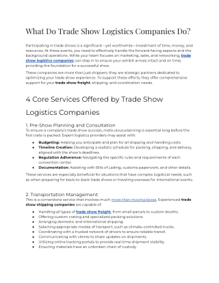 What Do Trade Show Logistics Companies Do
