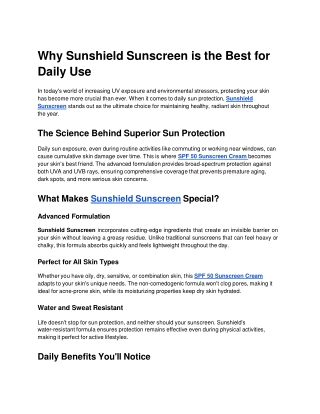 Why Sunshield Sunscreen is the Best for Daily Use (1)