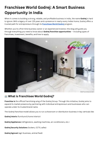 Franchisee World Godrej