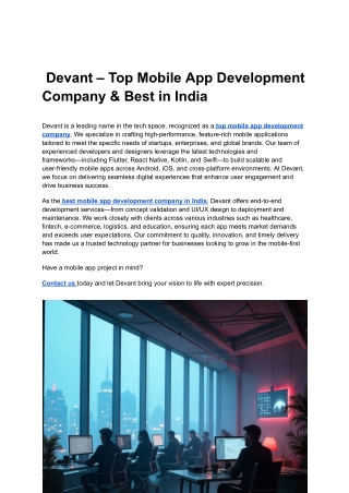 _Devant – Top Mobile App Development Company & Best in India