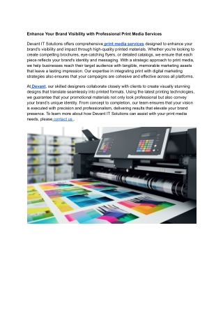 Enhance Your Brand Visibility with Professional Print Media Services