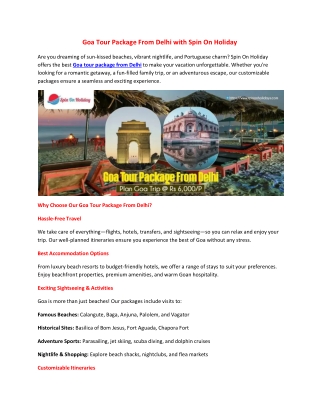 goa tour package from delhi with spin on holiday