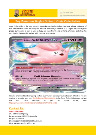 Buy Pokemon Singles Online