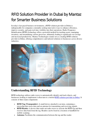 RFID Solution Provider in Dubai by Mantaz for Smarter Business Solutions