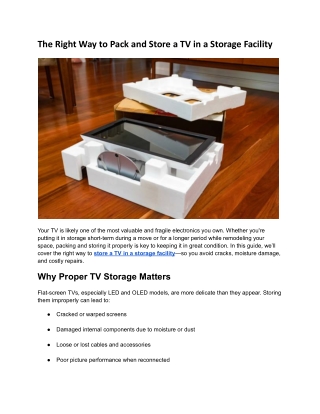 The Right Way to Pack and Store a TV in a Storage Facility