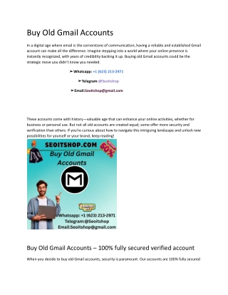 Buy Old Gmail Accounts