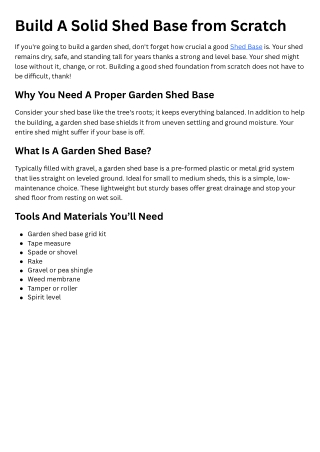 Build A Solid Shed Base from Scratch