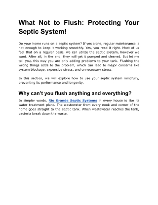 What Not to Flush_ Protecting Your Septic System!