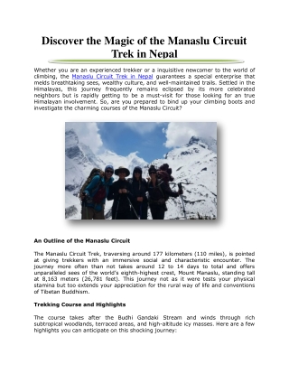 Discover the Magic of the Manaslu Circuit Trek in Nepal