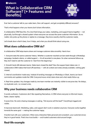 What is Collaborative CRM Software [  Features and Benefits]