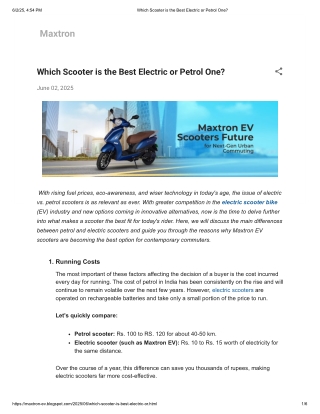 Which Scooter is the Best Electric or Petrol One_