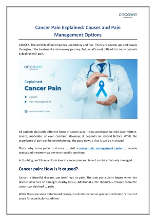 Cancer Pain Explained Causes and Pain Management Options