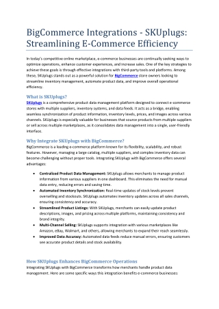 BigCommerce Integrations