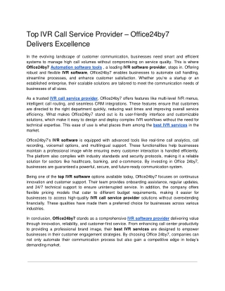 Top IVR Call Service Provider  Office24by7 Delivers Excellence.docx  Google Docs
