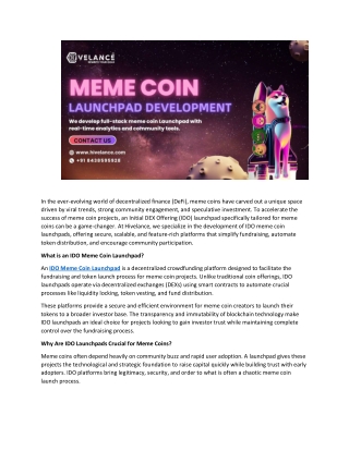 Build Your Own IDO Meme Coin Launchpad with Advanced Blockchain Integration