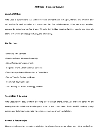 amz cabs business overview